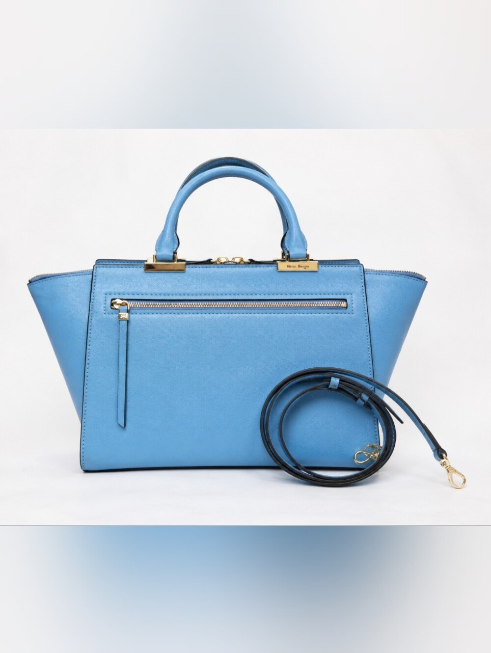 Henri Bendel Sky Blue Gotham Leather Satchel
